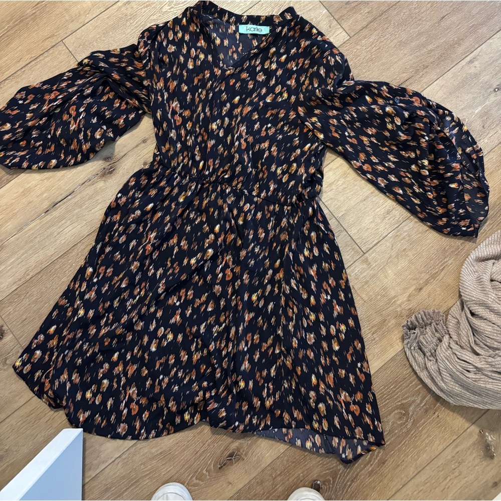 Karlie navy patterned dress